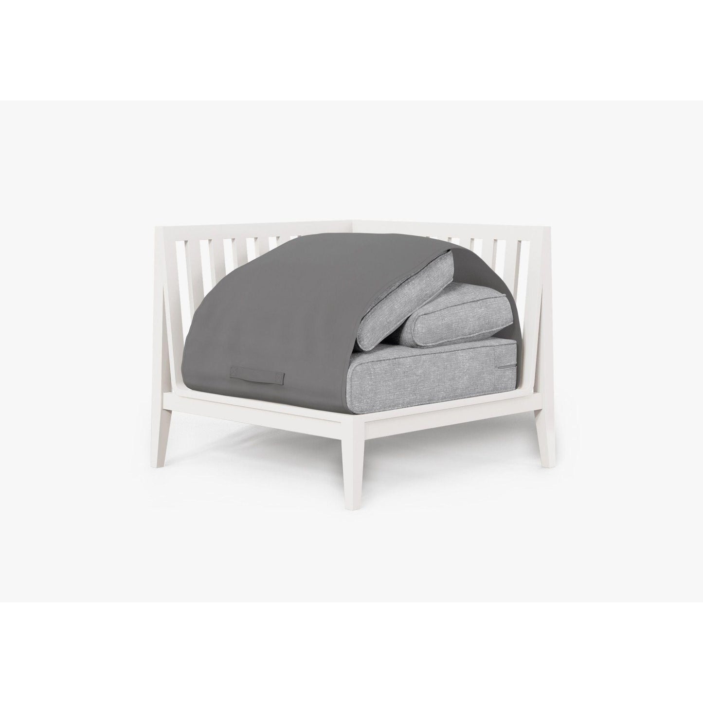 Live Outer 35" White Aluminum Right Corner Outdoor Chair With Pacific Fog Gray Cushion