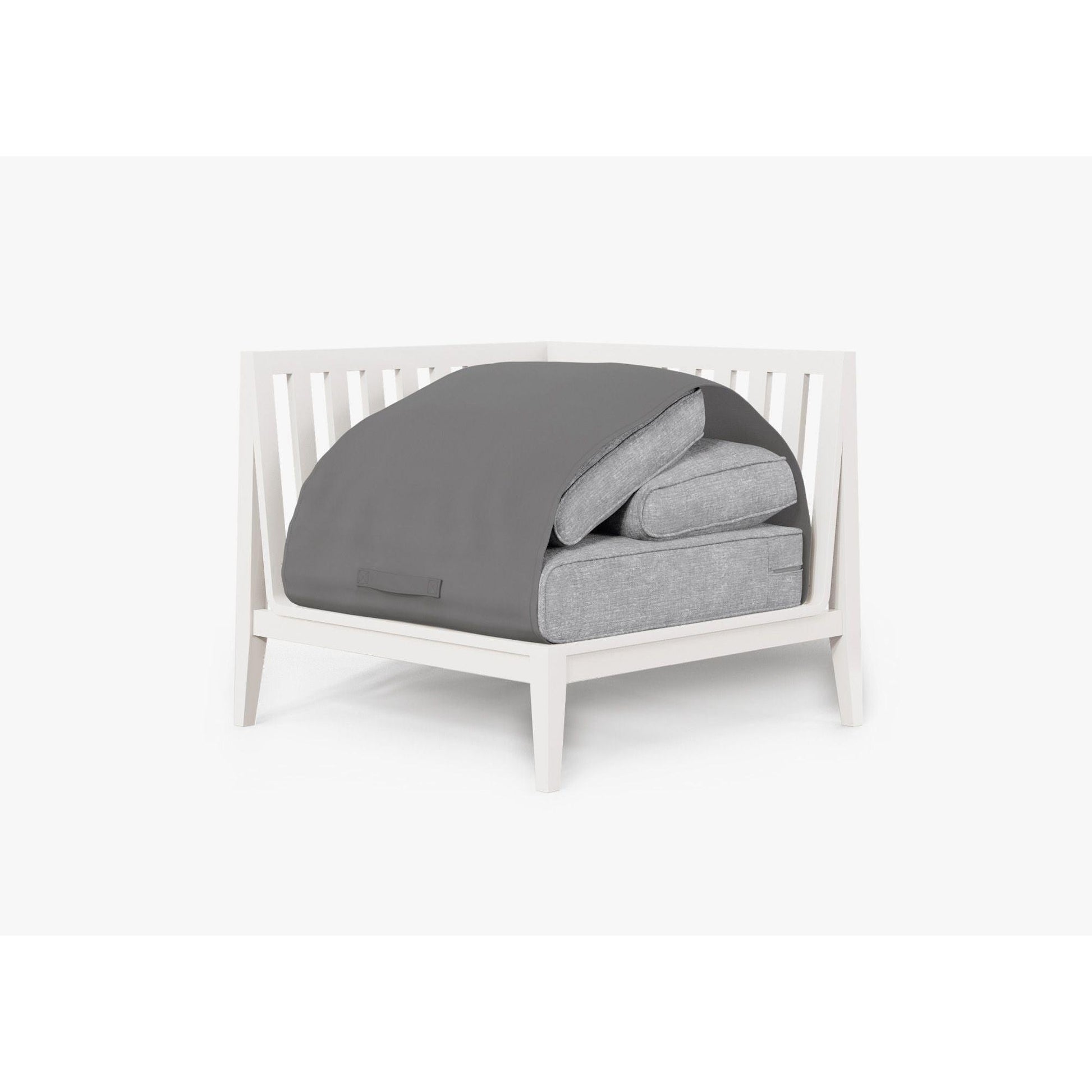 Live Outer 35" White Aluminum Right Corner Outdoor Chair With Pacific Fog Gray Cushion