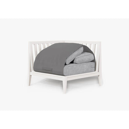 Live Outer 35" White Aluminum Right Corner Outdoor Chair With Pacific Fog Gray Cushion