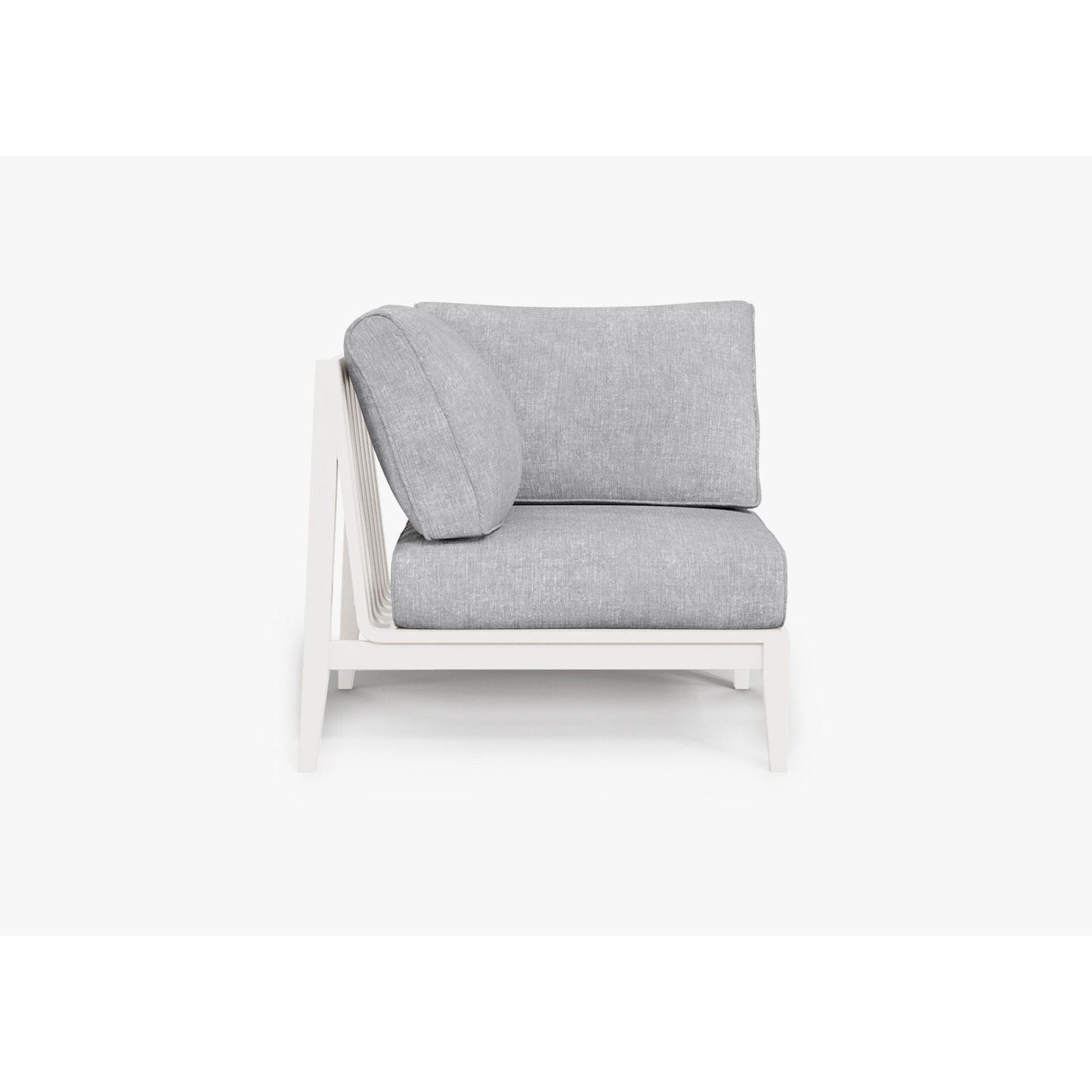 Live Outer 35" White Aluminum Right Corner Outdoor Chair With Pacific Fog Gray Cushion