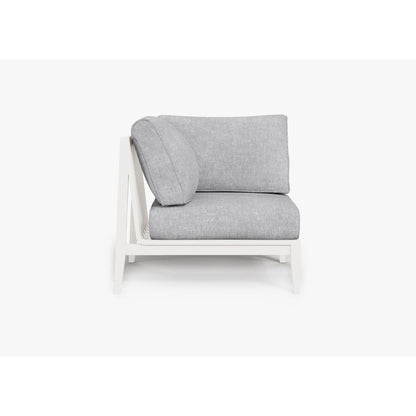 Live Outer 35" White Aluminum Right Corner Outdoor Chair With Pacific Fog Gray Cushion