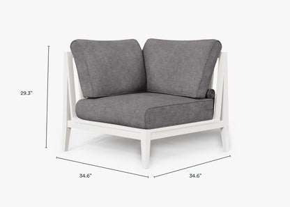 Live Outer 35" White Aluminum Right Sectional Outdoor Chair With Dark Pebble Gray Cushion