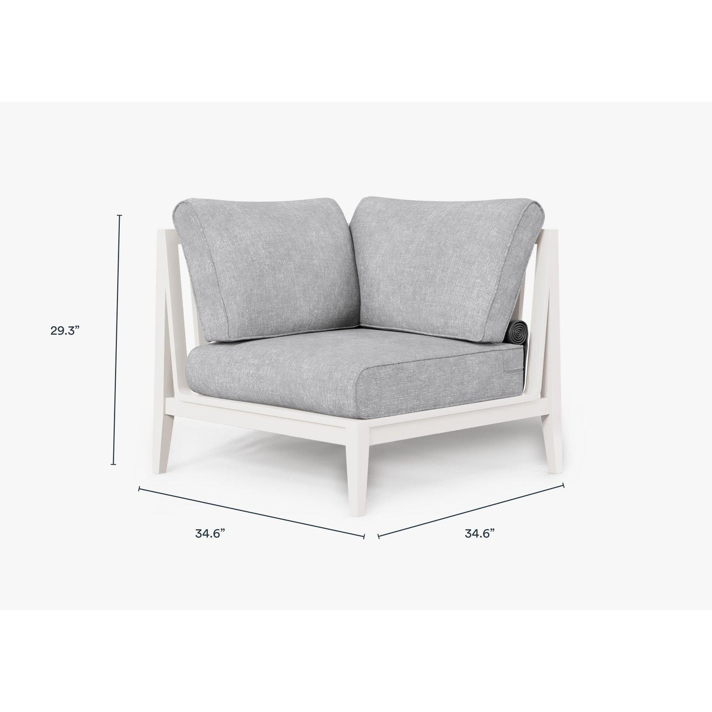 Live Outer 35" White Aluminum Right Sectional Outdoor Chair With Pacific Fog Gray Cushion