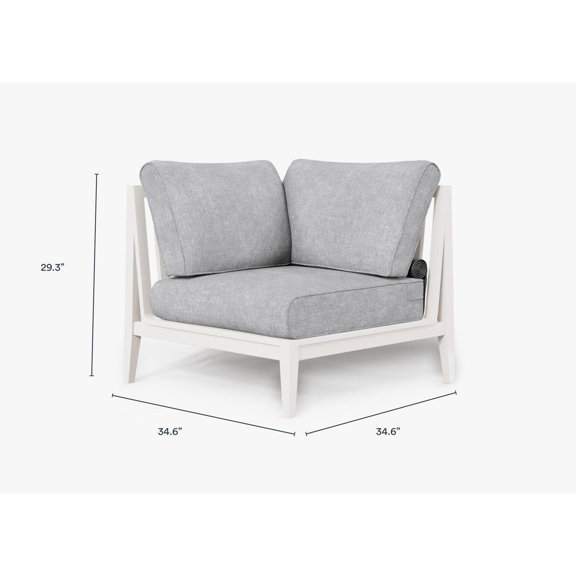 Live Outer 35" White Aluminum Right Sectional Outdoor Chair With Pacific Fog Gray Cushion