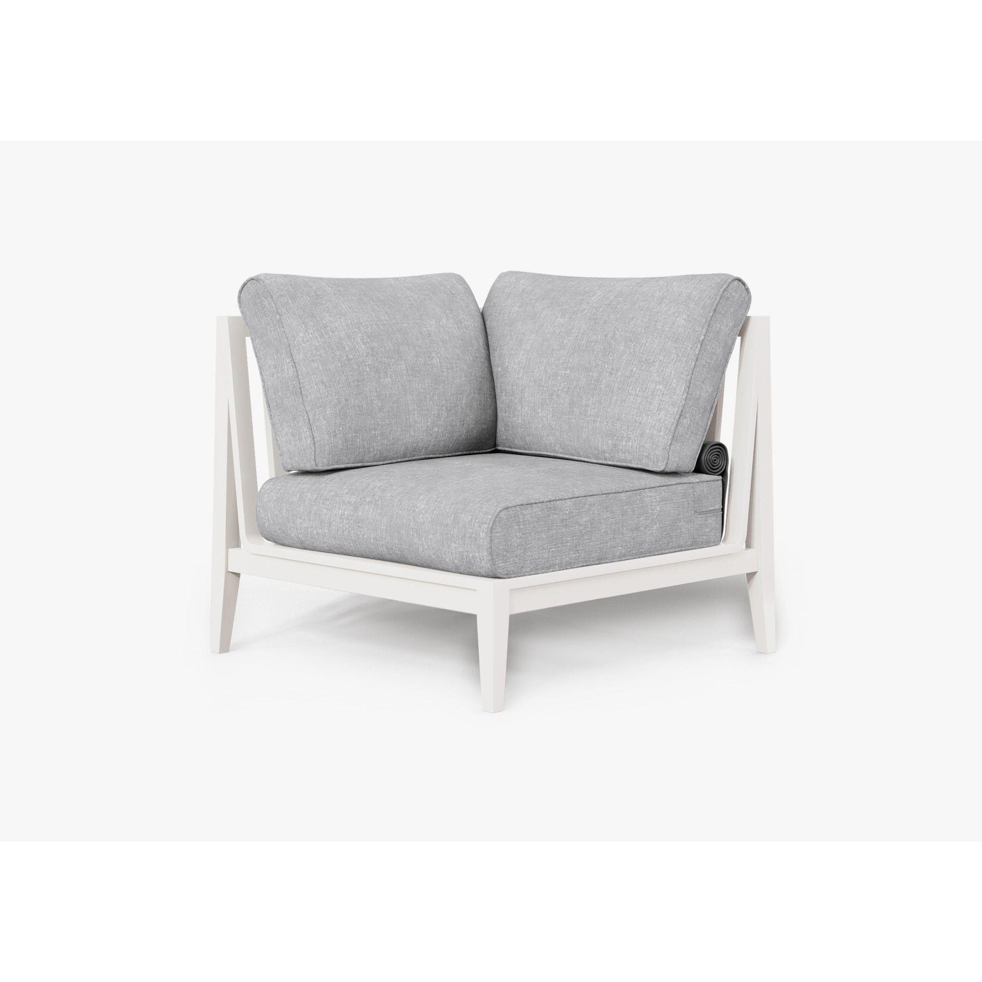 Live Outer 35" White Aluminum Right Sectional Outdoor Chair With Pacific Fog Gray Cushion