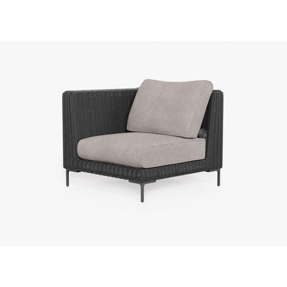 Live Outer 37" Black Wicker Outdoor Left/Right Corner Chair With Sandstone Gray Cushion