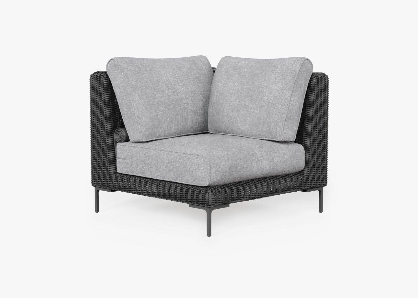 Live Outer 37" Black Wicker Outdoor Sectional Chair With Pacific Fog Gray Cushion
