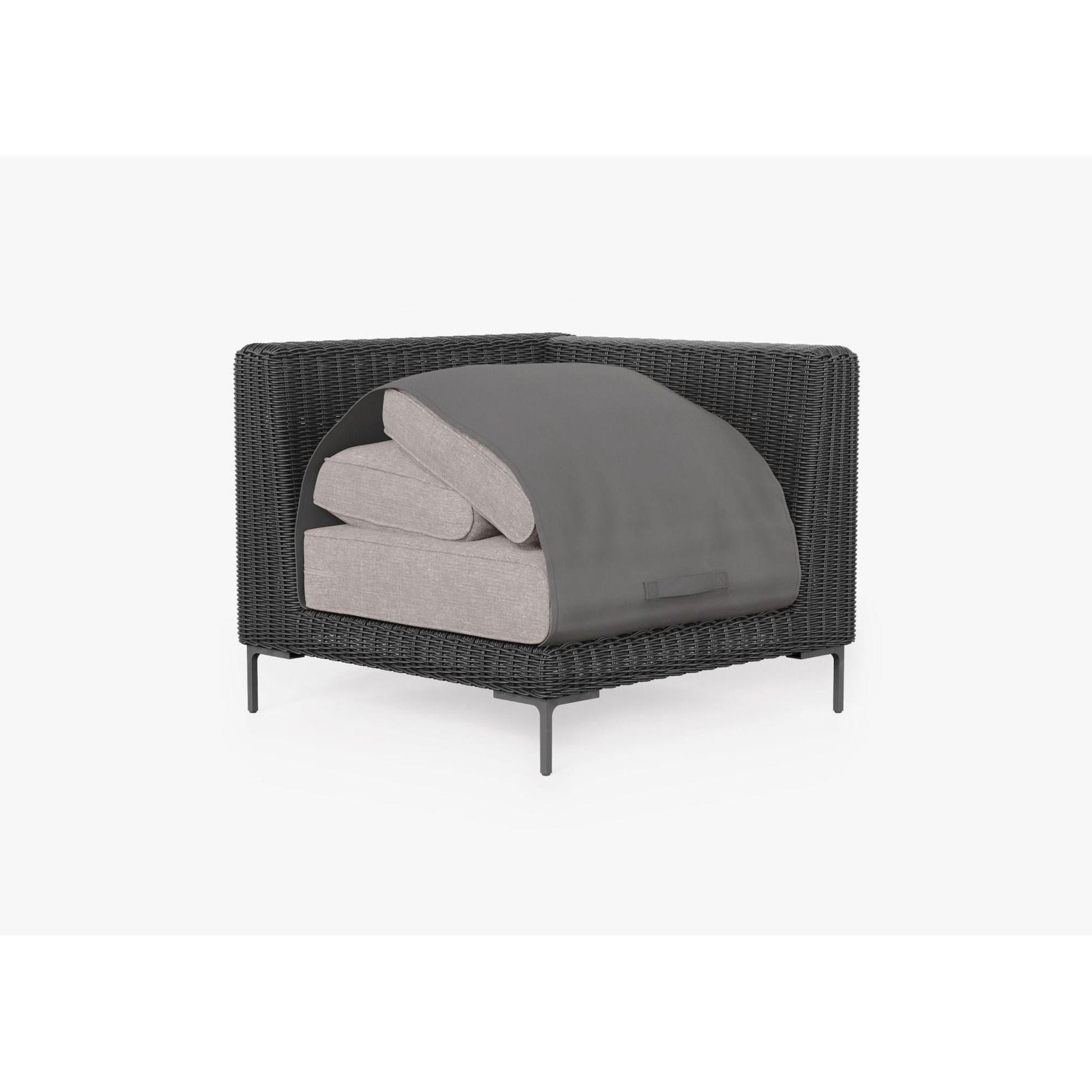 Live Outer 37" Black Wicker Outdoor Sectional Chair With Sandstone Gray Cushion