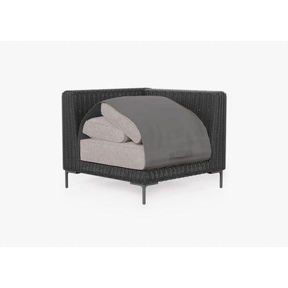 Live Outer 37" Black Wicker Outdoor Sectional Chair With Sandstone Gray Cushion