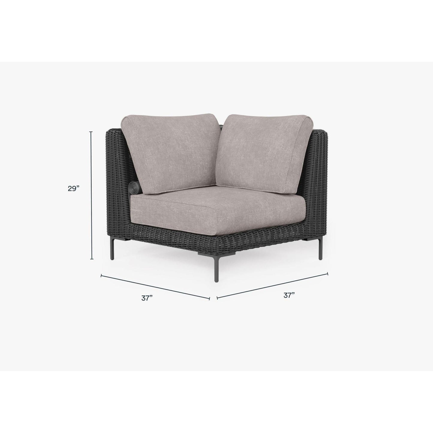 Live Outer 37" Black Wicker Outdoor Sectional Chair With Sandstone Gray Cushion