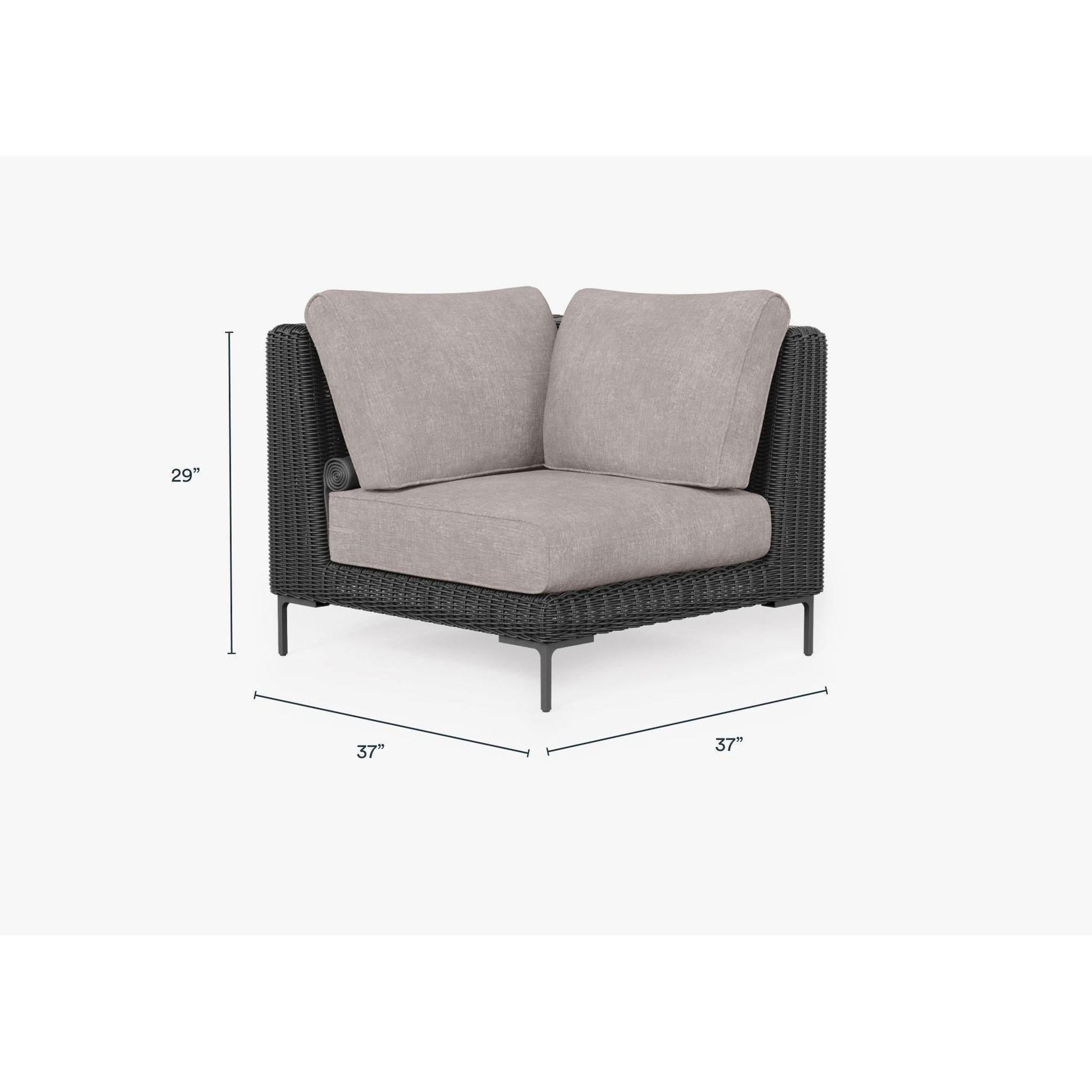 Live Outer 37" Black Wicker Outdoor Sectional Chair With Sandstone Gray Cushion
