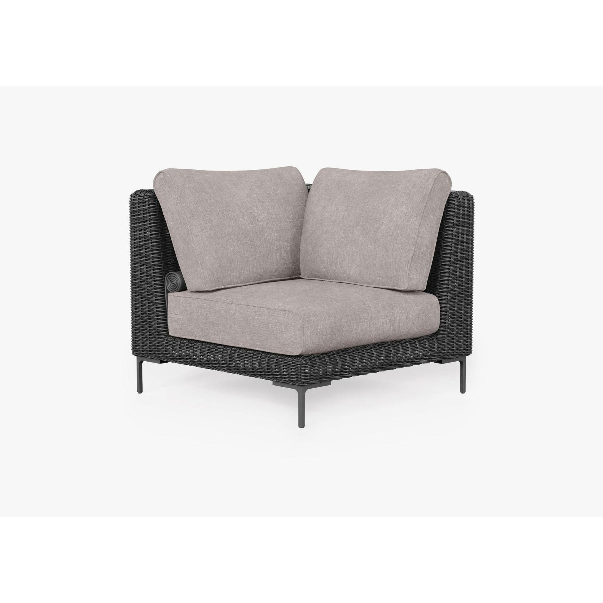 Live Outer 37" Black Wicker Outdoor Sectional Chair With Sandstone Gray Cushion