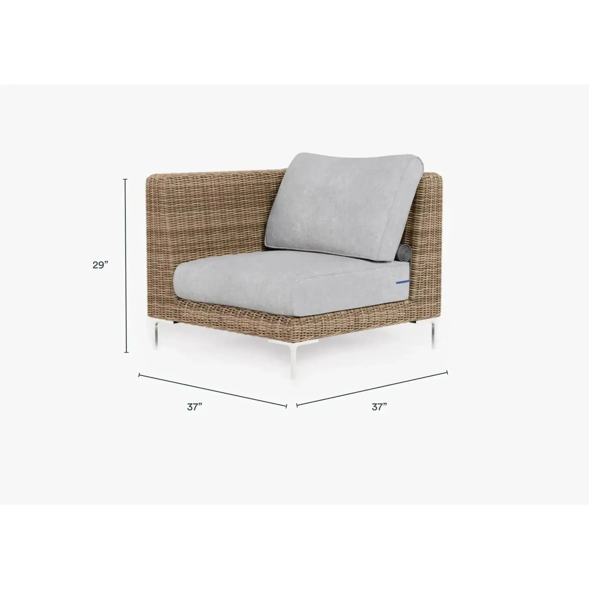 Live Outer 37" Brown Wicker Outdoor Left/Right Corner Chair With Pacific Fog Gray Cushion