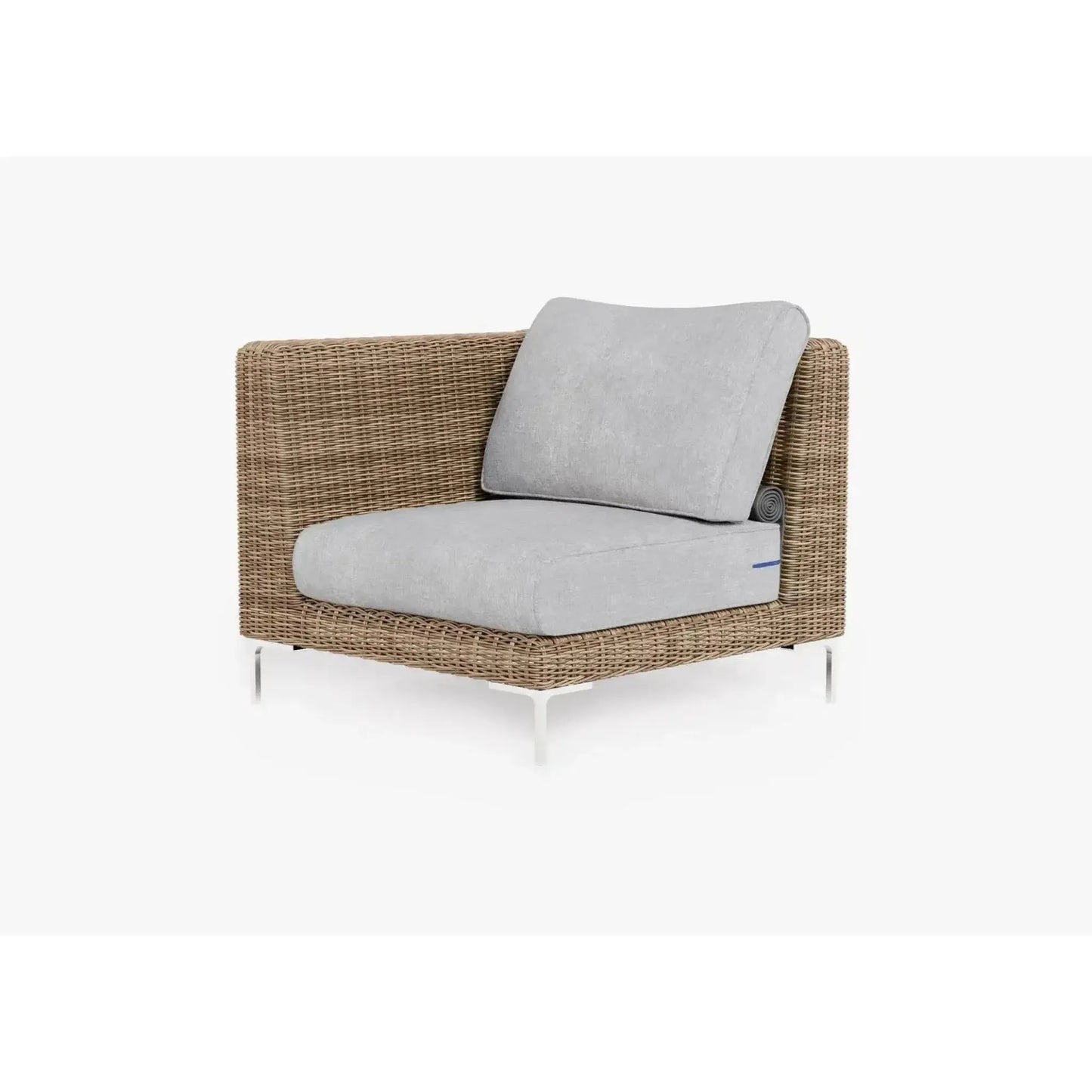 Live Outer 37" Brown Wicker Outdoor Left/Right Corner Chair With Pacific Fog Gray Cushion