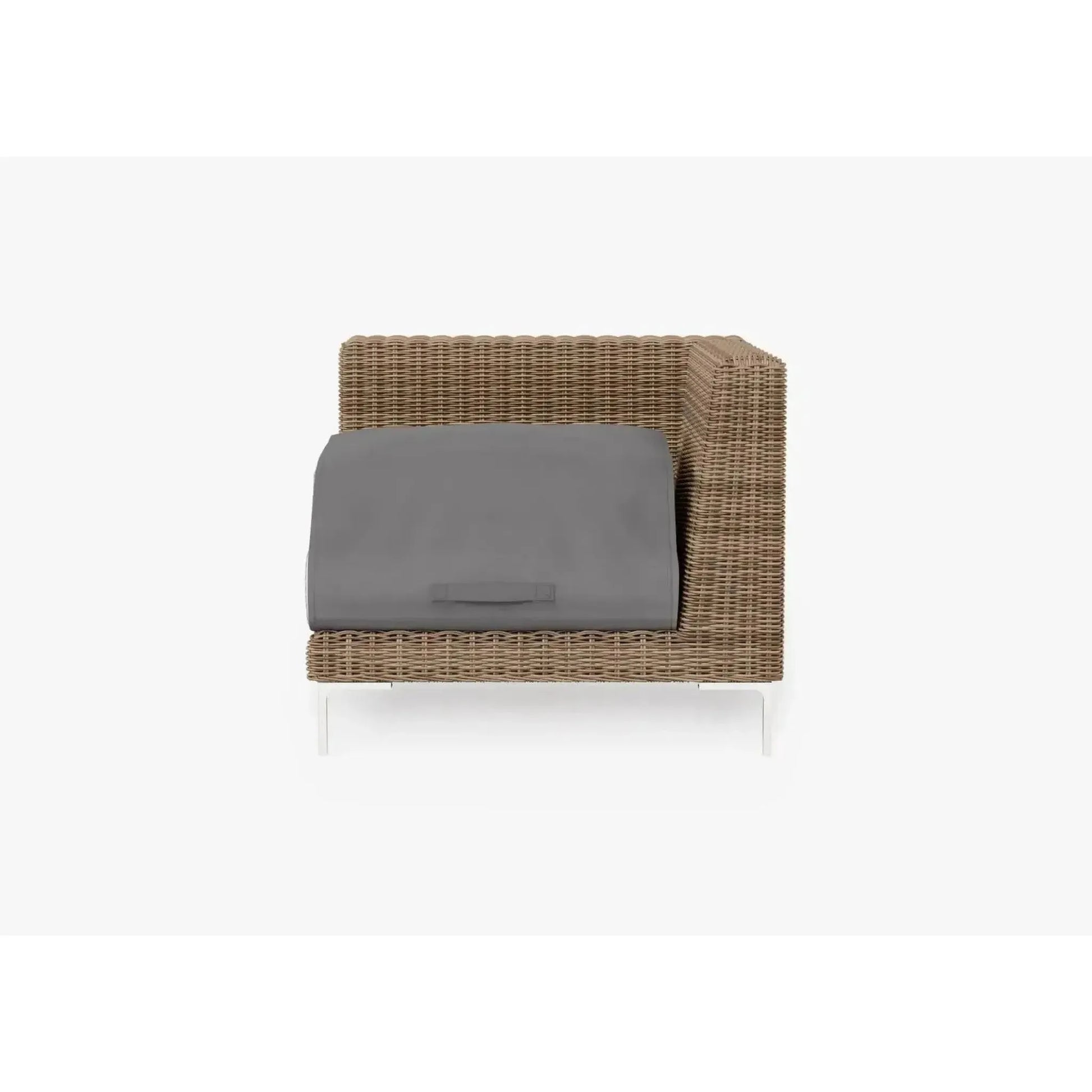 Live Outer 37" Brown Wicker Outdoor Left/Right Corner Chair With Palisades Cream Cushion