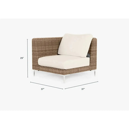 Live Outer 37" Brown Wicker Outdoor Left/Right Corner Chair With Palisades Cream Cushion