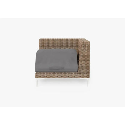 Live Outer 37" Brown Wicker Outdoor Left/Right Corner Chair With Sandstone Gray Cushion