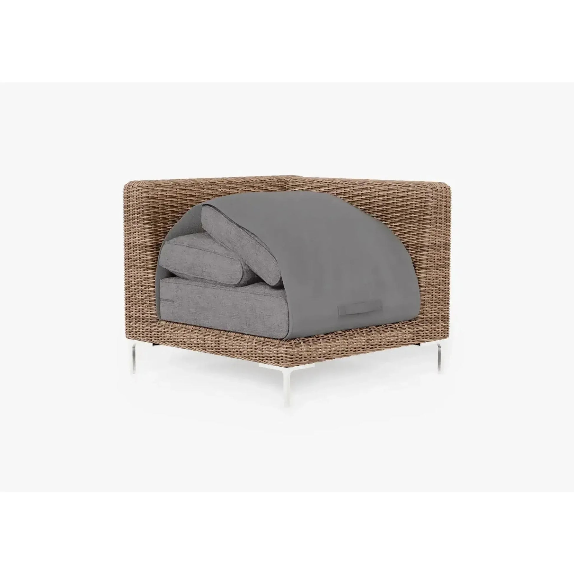 Live Outer 37" Brown Wicker Outdoor Sectional Chair With Dark Pebble Gray Cushion