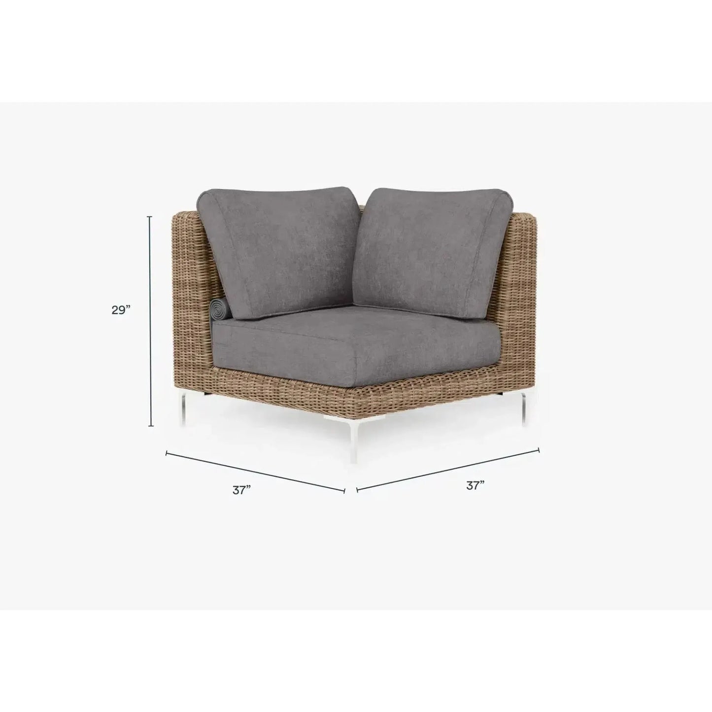 Live Outer 37" Brown Wicker Outdoor Sectional Chair With Dark Pebble Gray Cushion