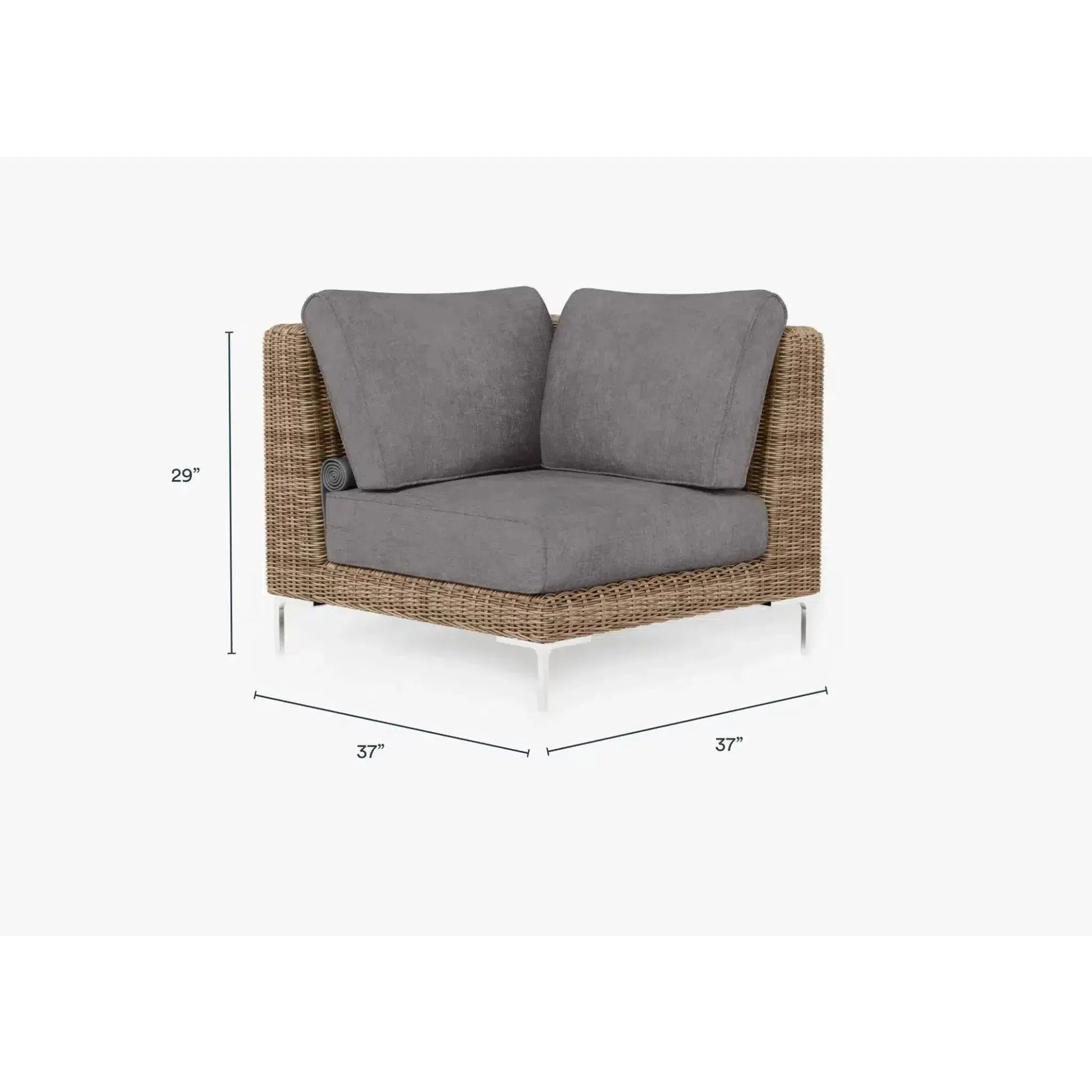 Live Outer 37" Brown Wicker Outdoor Sectional Chair With Dark Pebble Gray Cushion