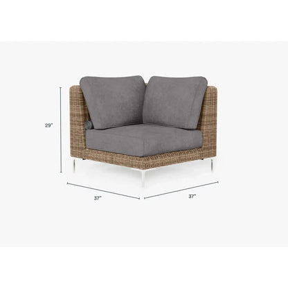 Live Outer 37" Brown Wicker Outdoor Sectional Chair With Dark Pebble Gray Cushion