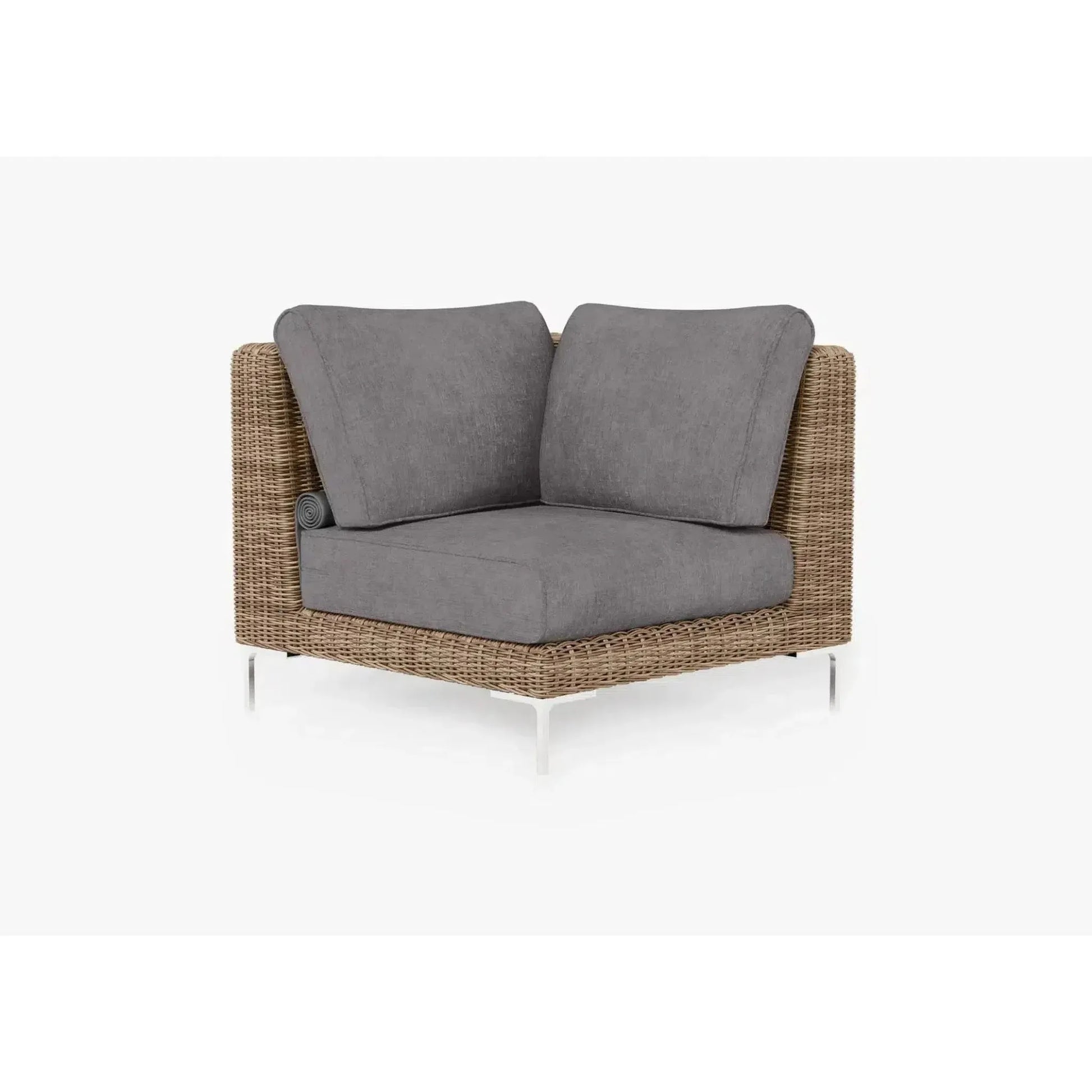 Live Outer 37" Brown Wicker Outdoor Sectional Chair With Dark Pebble Gray Cushion