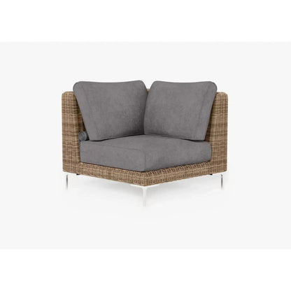 Live Outer 37" Brown Wicker Outdoor Sectional Chair With Dark Pebble Gray Cushion
