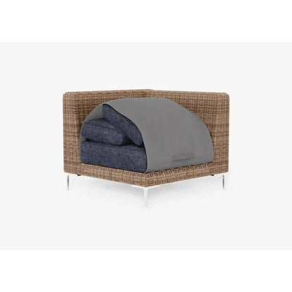 Live Outer 37" Brown Wicker Outdoor Sectional Chair With Deep Sea Navy Cushion