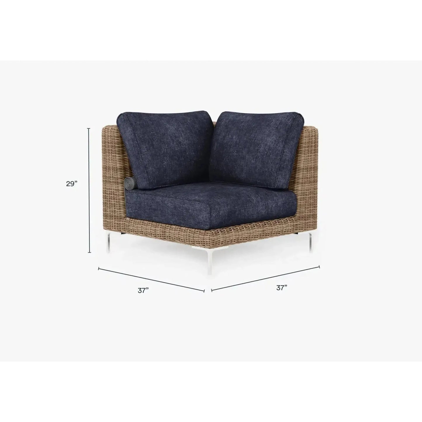Live Outer 37" Brown Wicker Outdoor Sectional Chair With Deep Sea Navy Cushion
