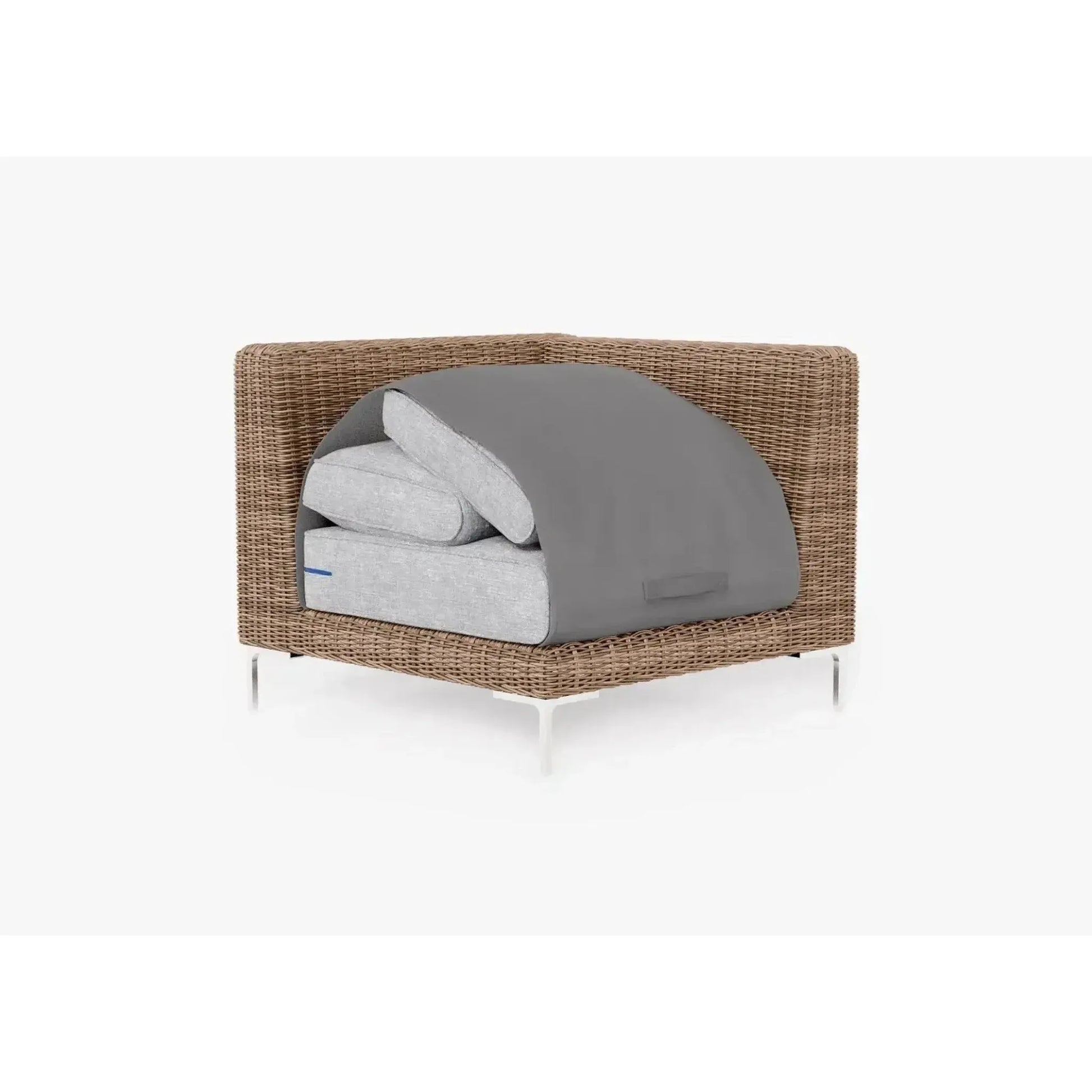 Live Outer 37" Brown Wicker Outdoor Sectional Chair With Pacific Fog Gray Cushion