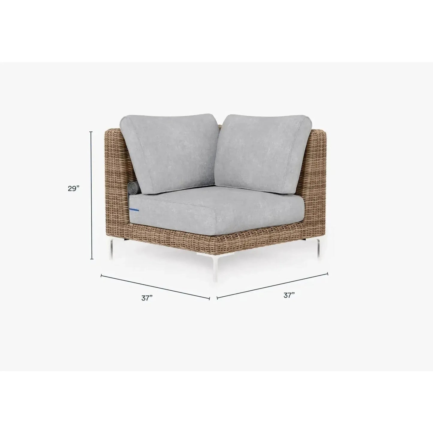 Live Outer 37" Brown Wicker Outdoor Sectional Chair With Pacific Fog Gray Cushion