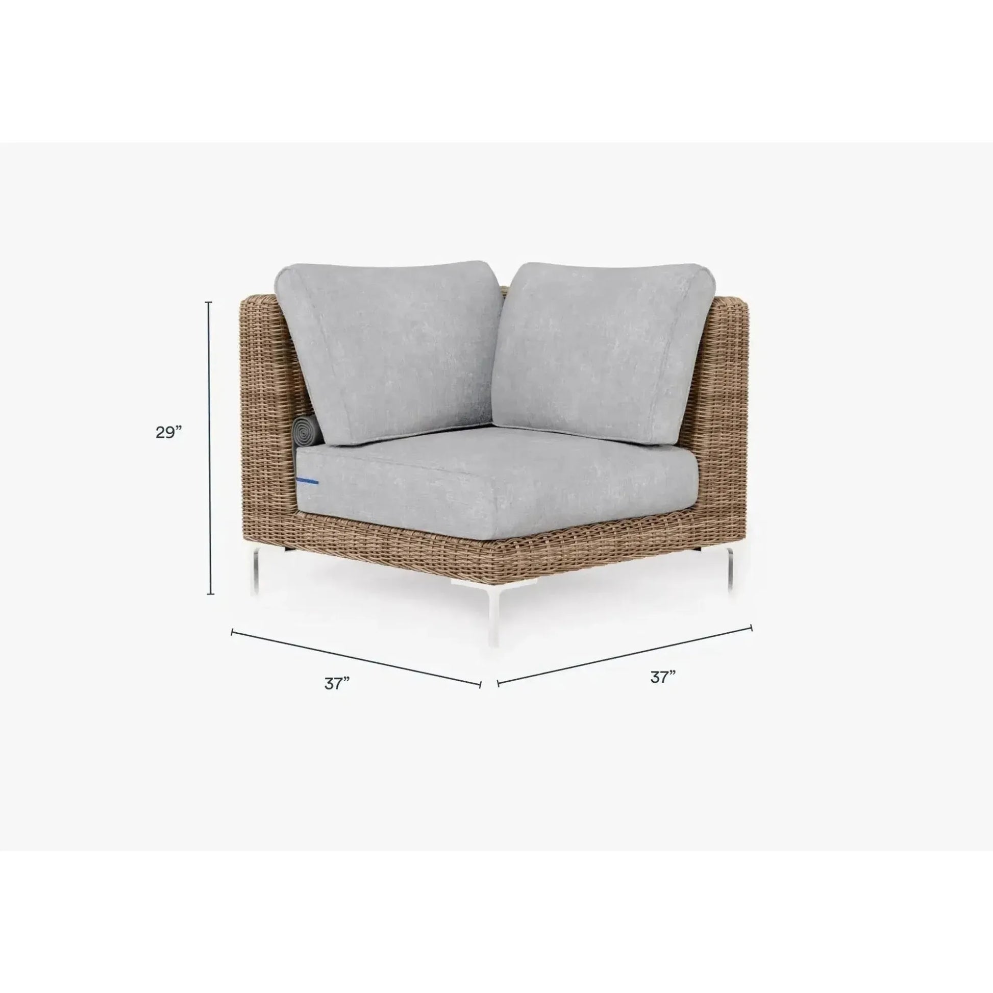 Live Outer 37" Brown Wicker Outdoor Sectional Chair With Pacific Fog Gray Cushion