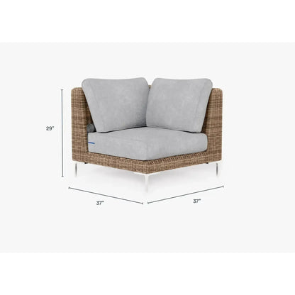Live Outer 37" Brown Wicker Outdoor Sectional Chair With Pacific Fog Gray Cushion
