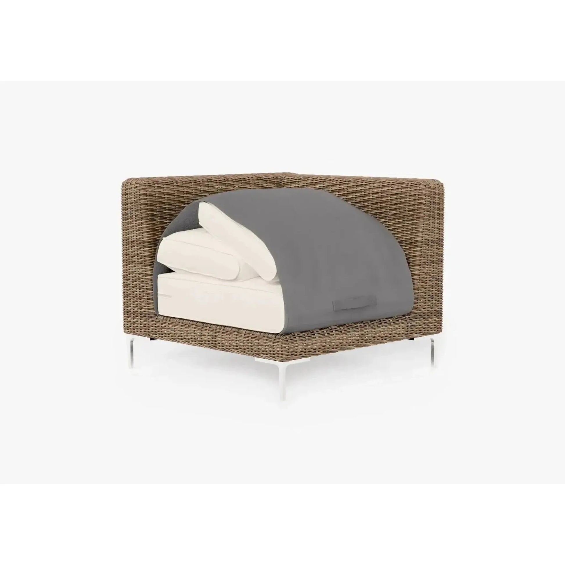 Live Outer 37" Brown Wicker Outdoor Sectional Chair With Palisades Cream Cushion