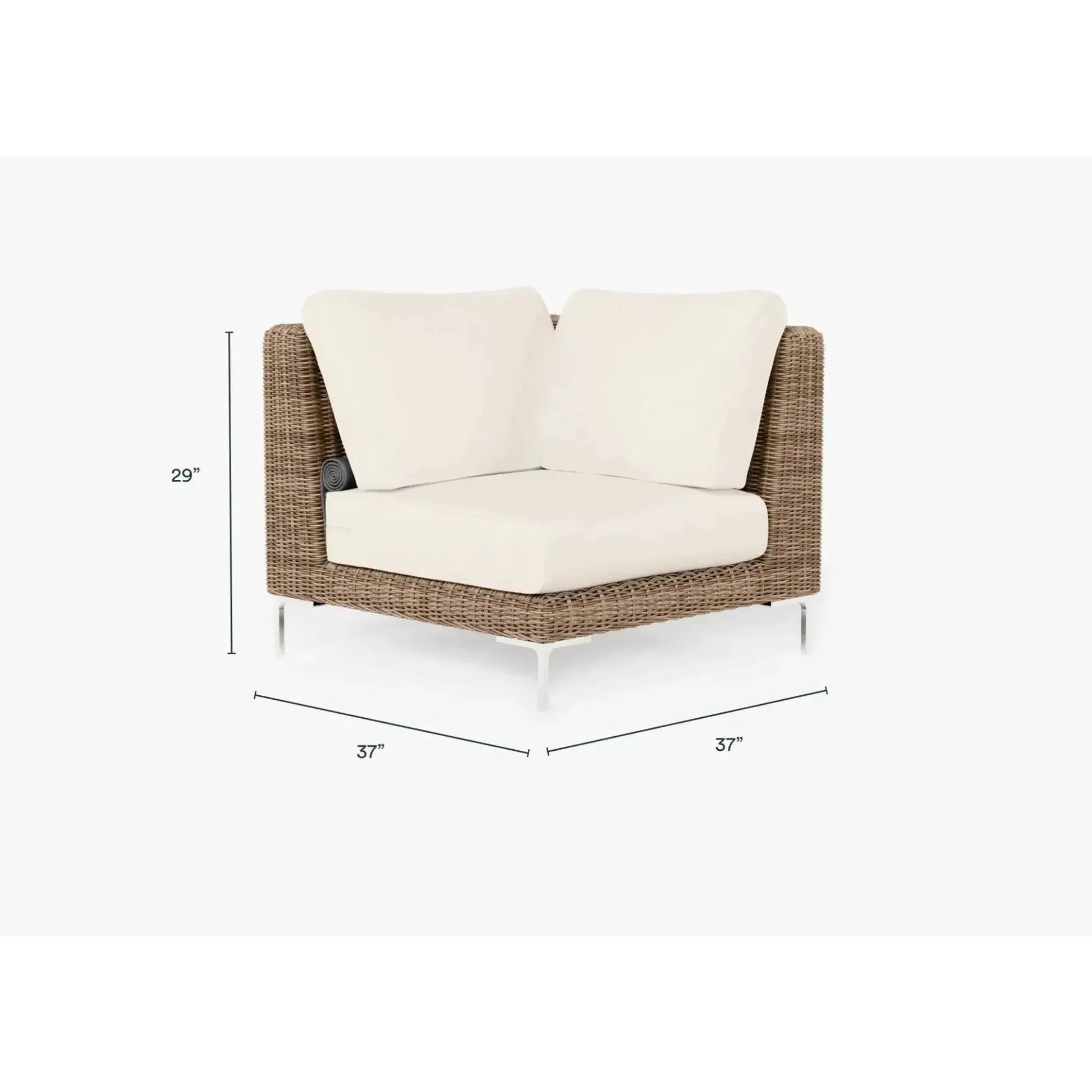 Live Outer 37" Brown Wicker Outdoor Sectional Chair With Palisades Cream Cushion