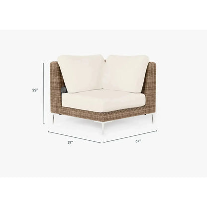 Live Outer 37" Brown Wicker Outdoor Sectional Chair With Palisades Cream Cushion