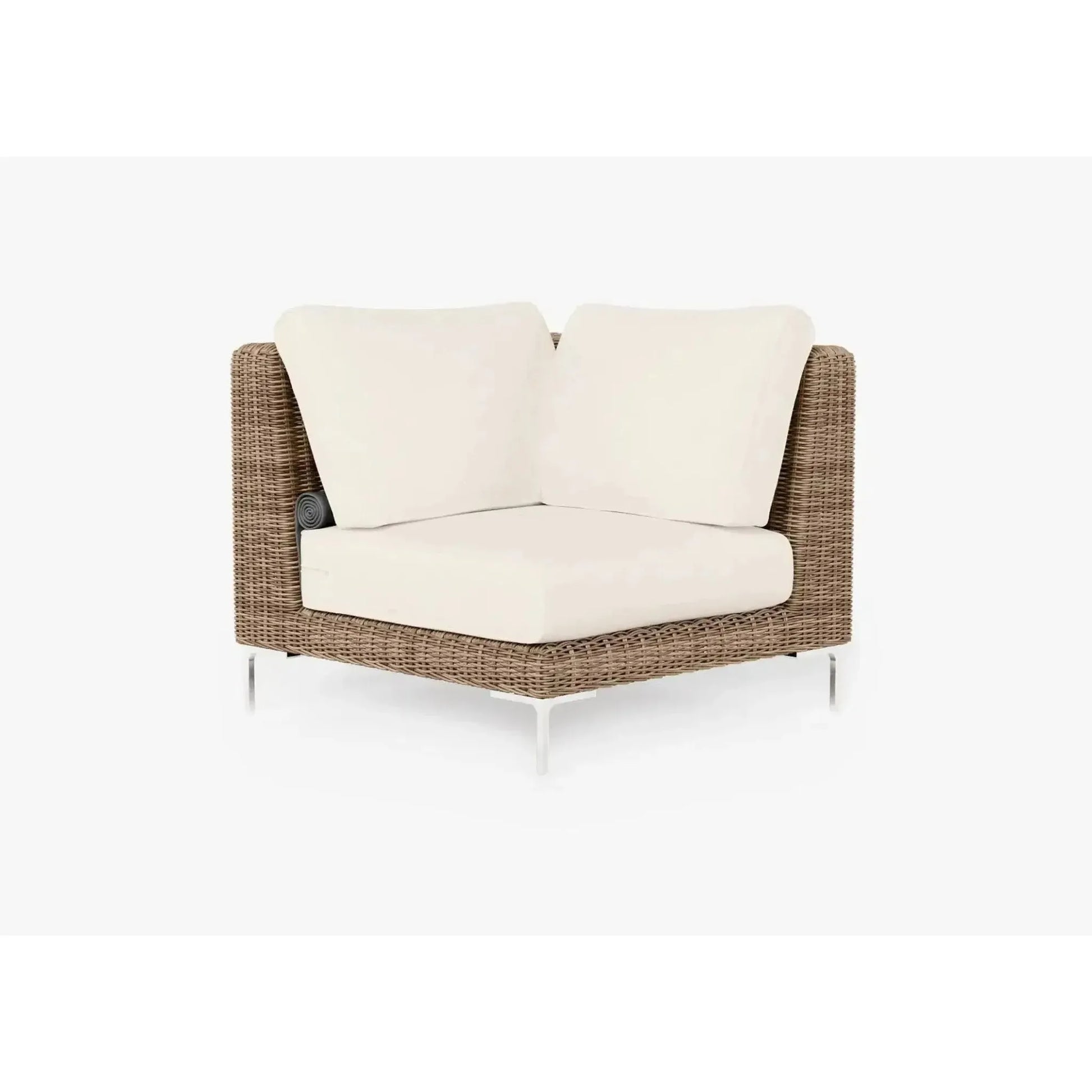 Live Outer 37" Brown Wicker Outdoor Sectional Chair With Palisades Cream Cushion