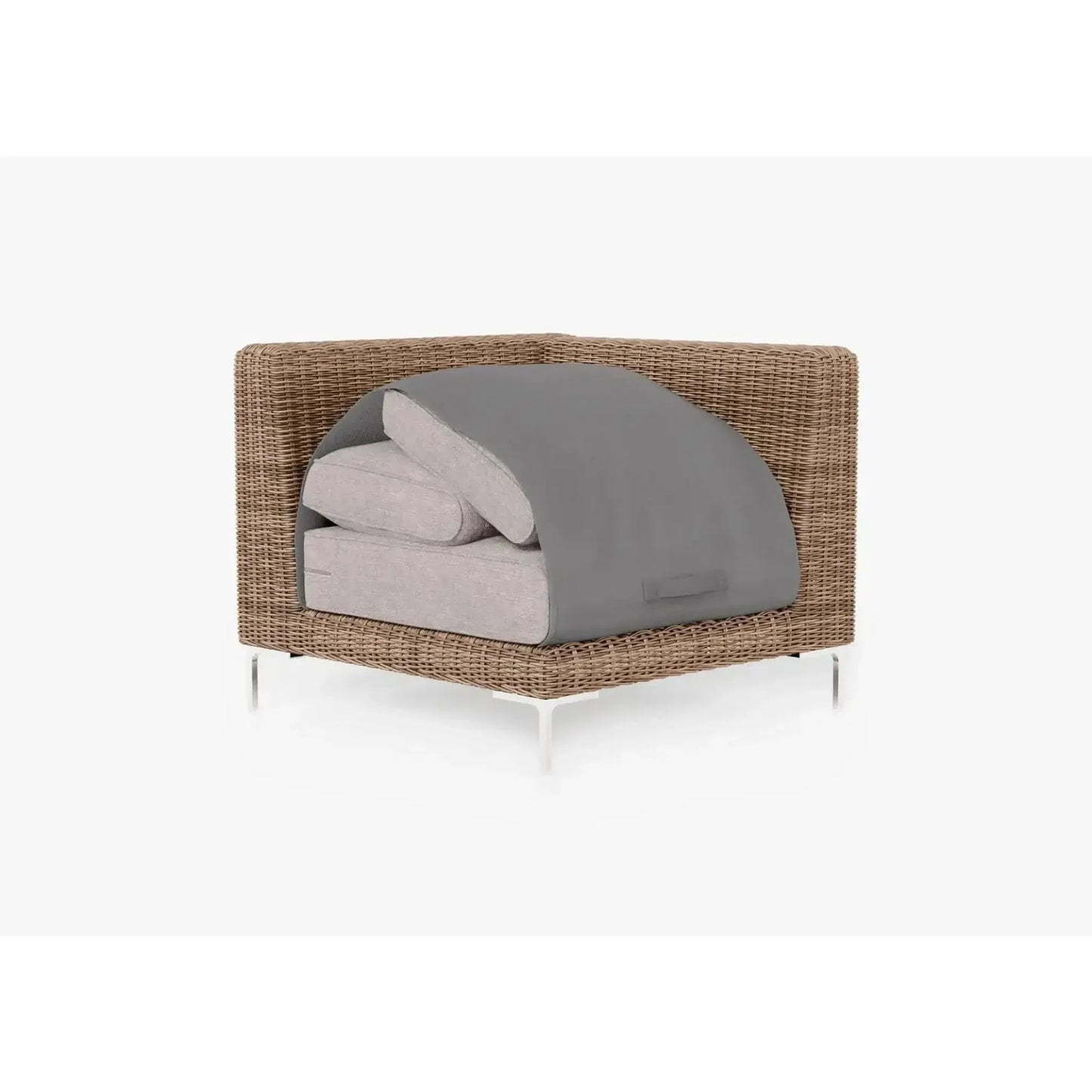 Live Outer 37" Brown Wicker Outdoor Sectional Chair With Sandstone Gray Cushion
