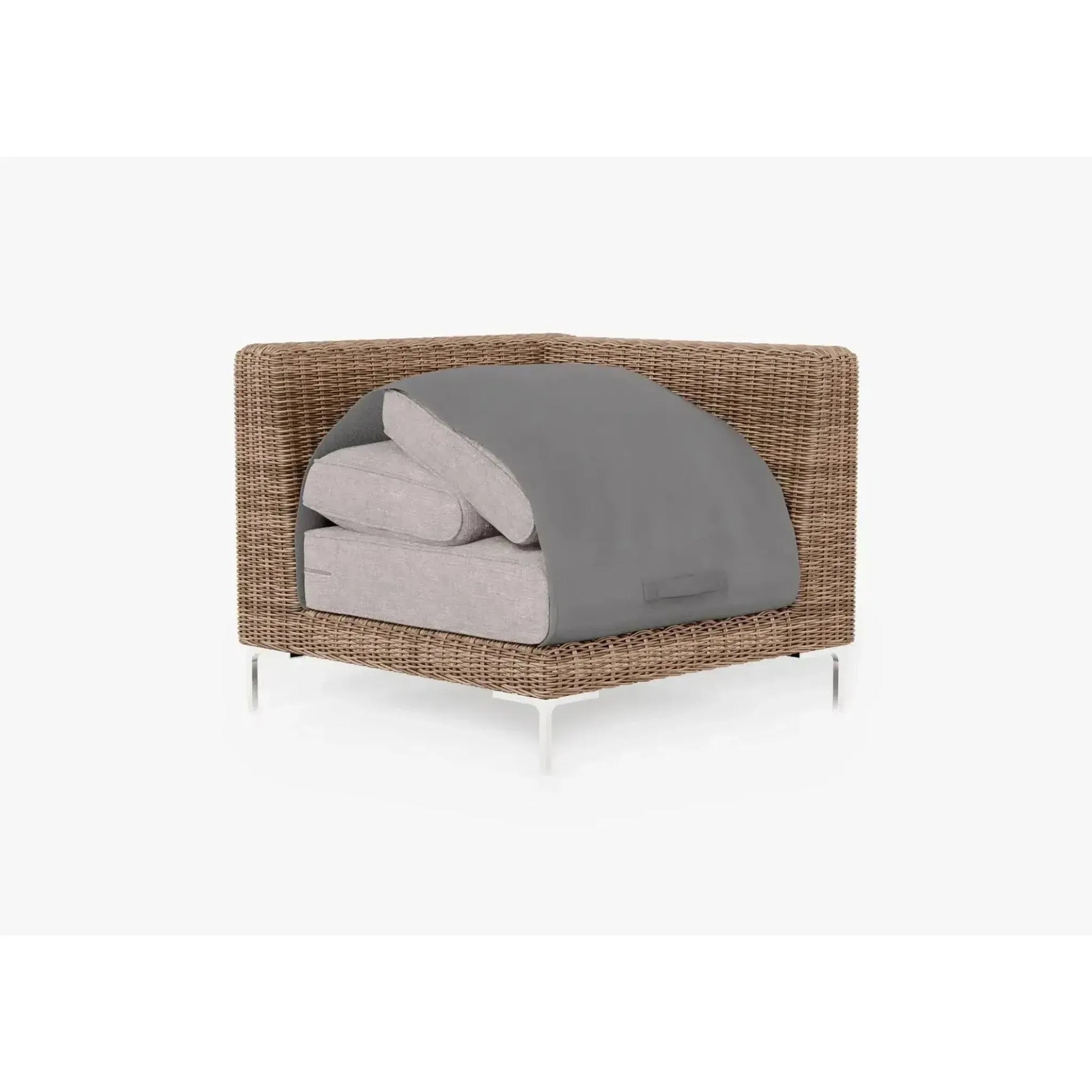 Live Outer 37" Brown Wicker Outdoor Sectional Chair With Sandstone Gray Cushion