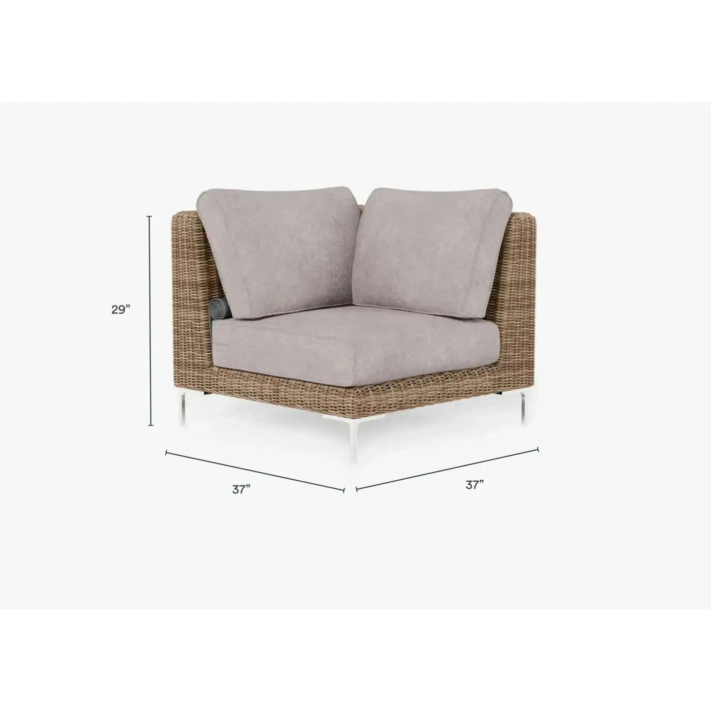 Live Outer 37" Brown Wicker Outdoor Sectional Chair With Sandstone Gray Cushion