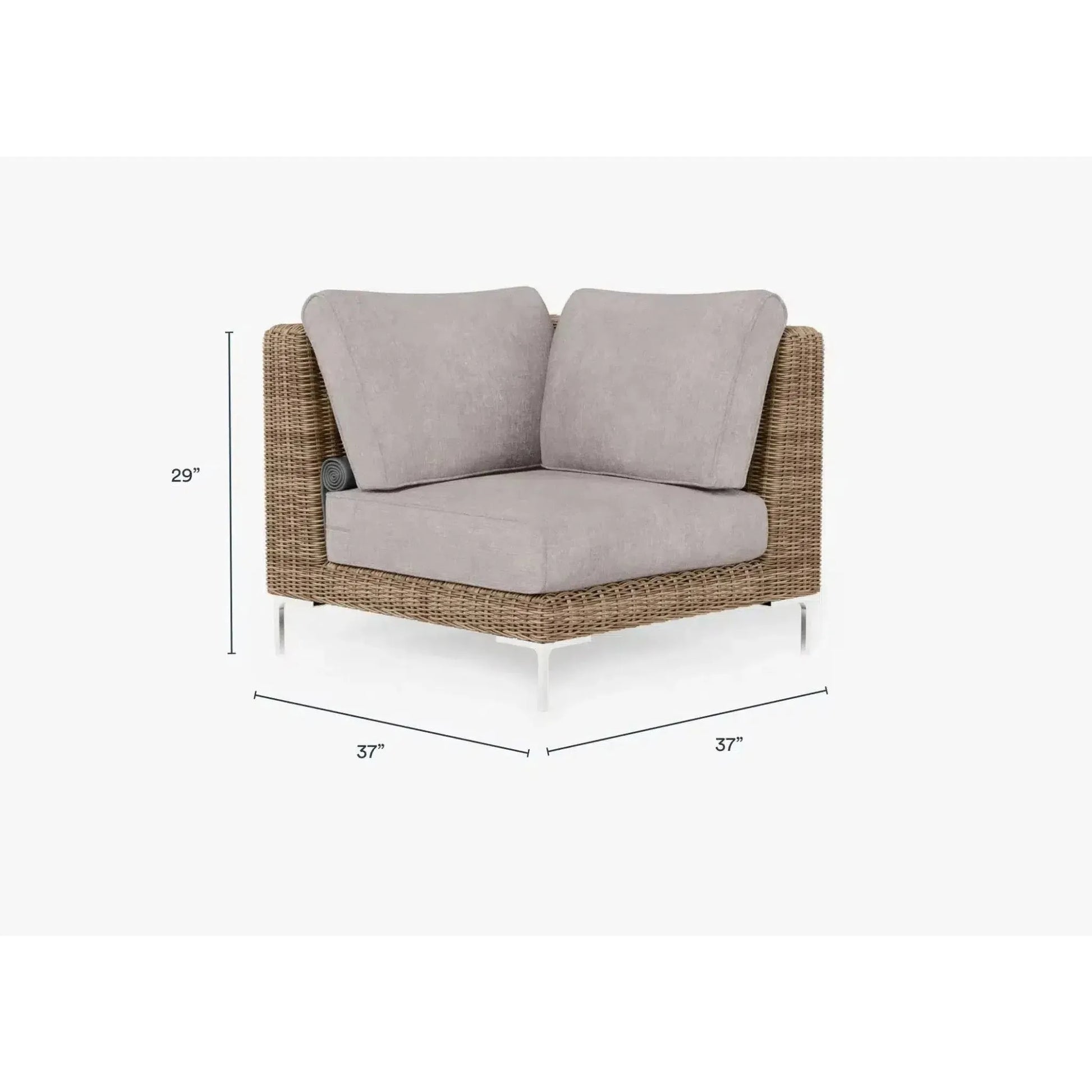 Live Outer 37" Brown Wicker Outdoor Sectional Chair With Sandstone Gray Cushion