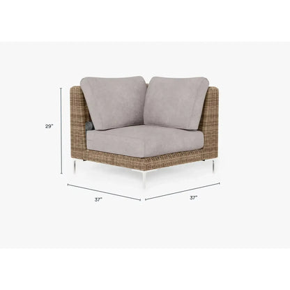 Live Outer 37" Brown Wicker Outdoor Sectional Chair With Sandstone Gray Cushion