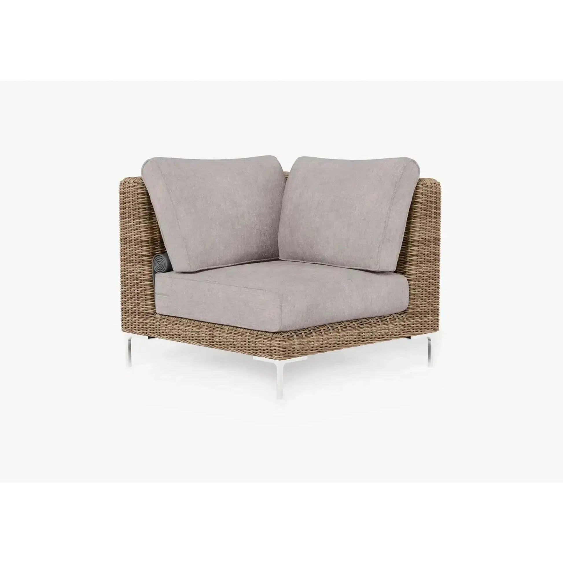 Live Outer 37" Brown Wicker Outdoor Sectional Chair With Sandstone Gray Cushion