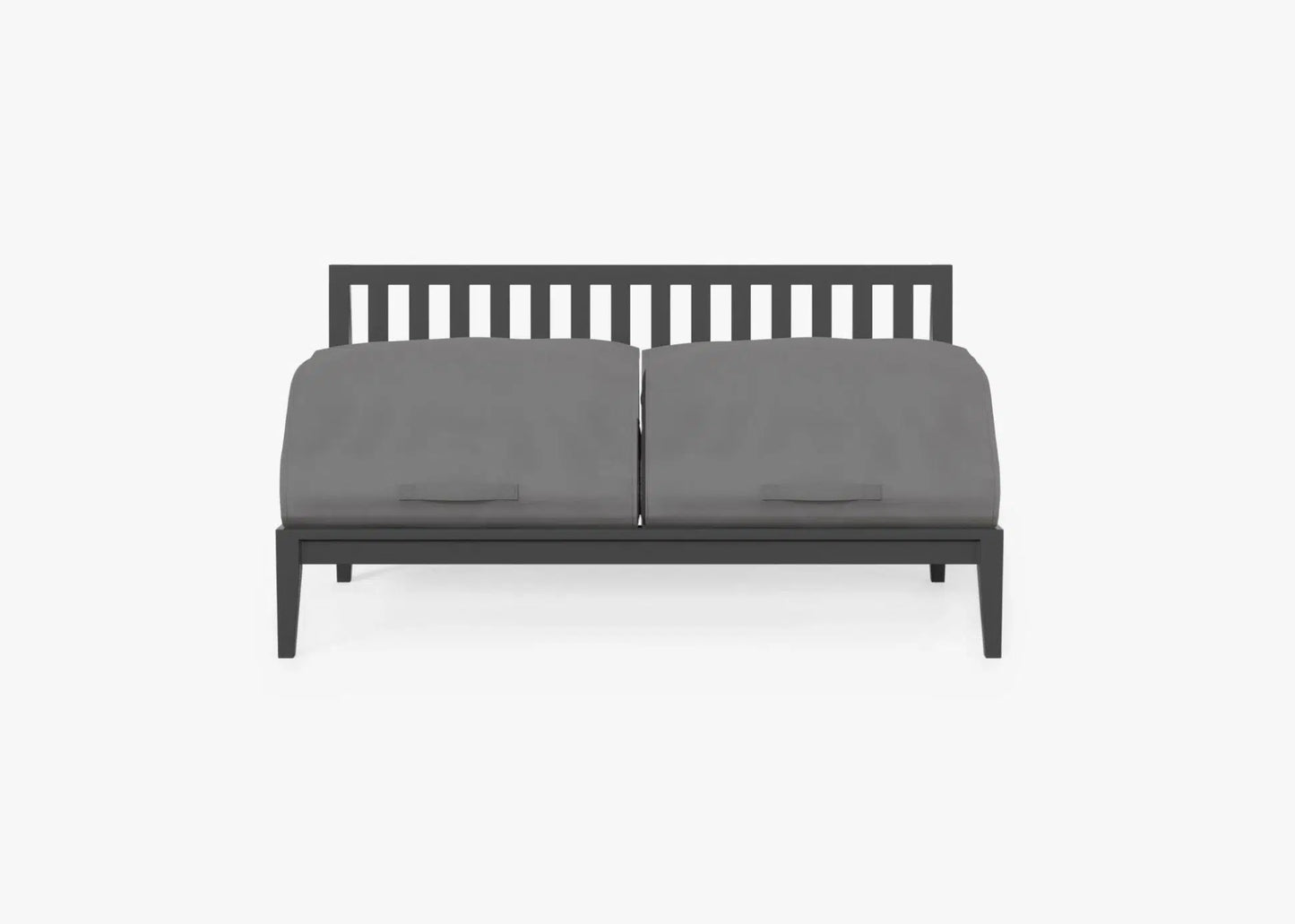 Live Outer 58" Charcoal Aluminum Outdoor Armless Loveseat With Dark Pebble Gray Cushion