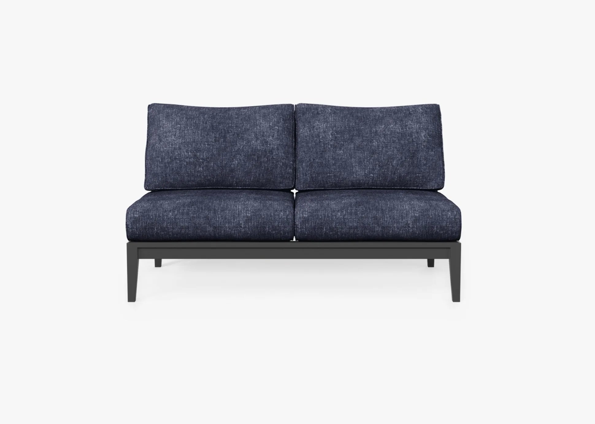 Live Outer 58" Charcoal Aluminum Outdoor Armless Loveseat With Deep Sea Navy Cushion
