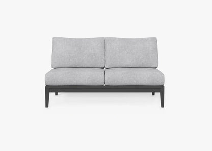 Live Outer 58" Charcoal Aluminum Outdoor Armless Loveseat With Pacific Fog Gray Cushion