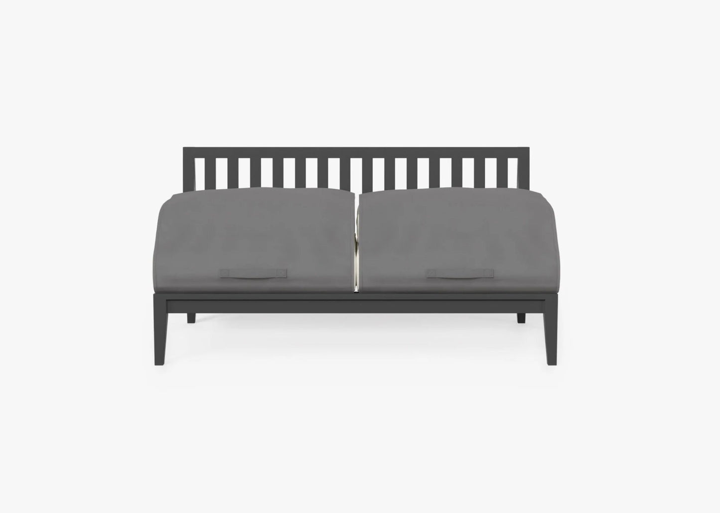 Live Outer 58" Charcoal Aluminum Outdoor Armless Loveseat With Palisades Cream Cushion