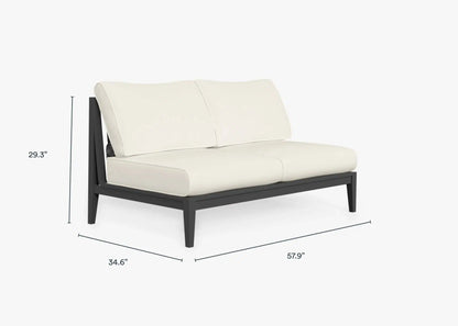 Live Outer 58" Charcoal Aluminum Outdoor Armless Loveseat With Palisades Cream Cushion