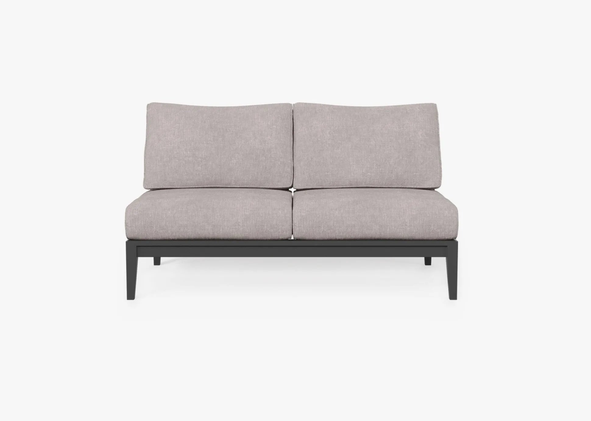 Live Outer 58" Charcoal Aluminum Outdoor Armless Loveseat With Sandstone Gray Cushion