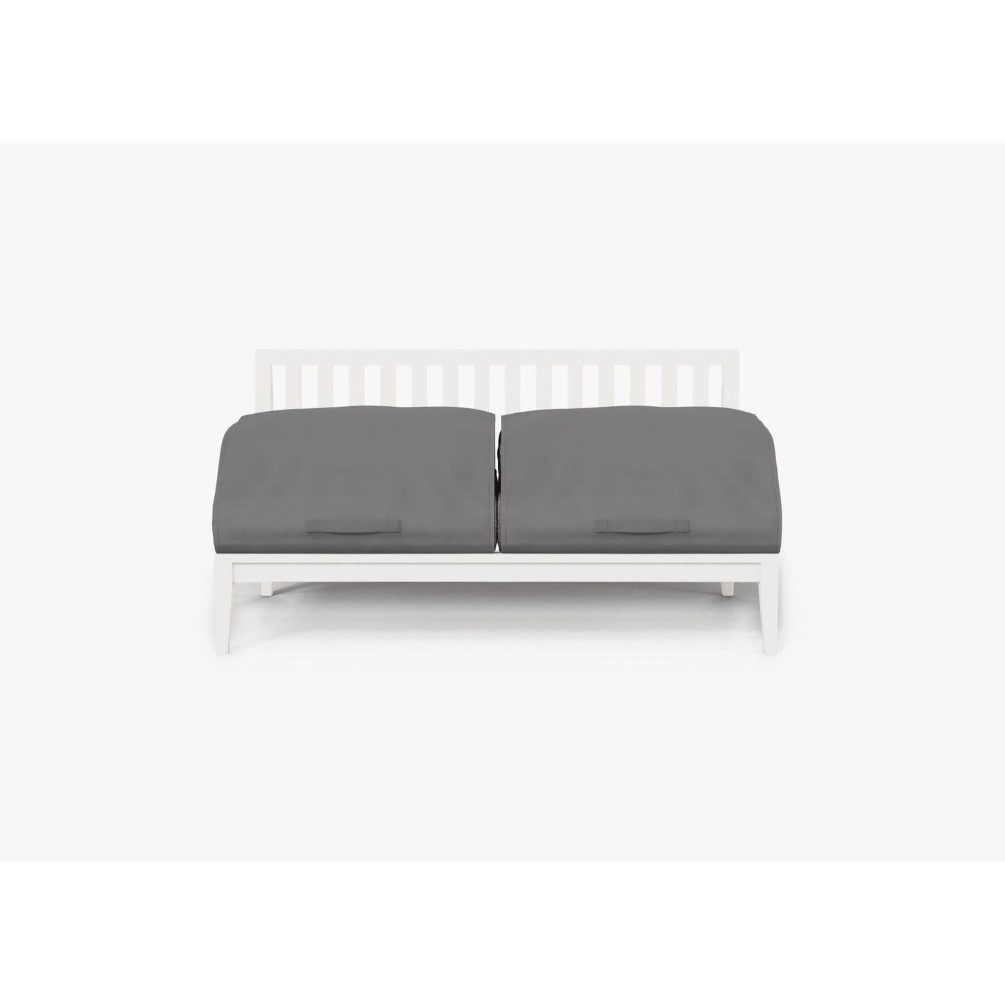 Live Outer 58" White Aluminum Outdoor Armless Loveseat With Dark Pebble Gray Cushion